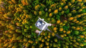 Aerial view of Estonian highest mountain Suur Munamägi