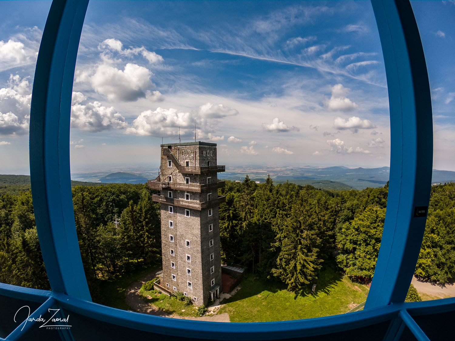 View from the tower on Hungarian highest point Kékes