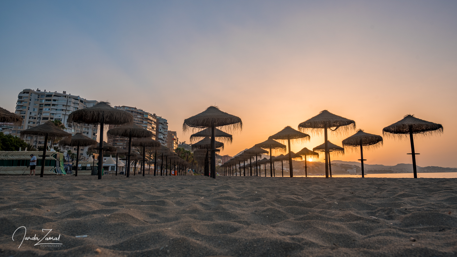 Sunrise at a beach in Málaga