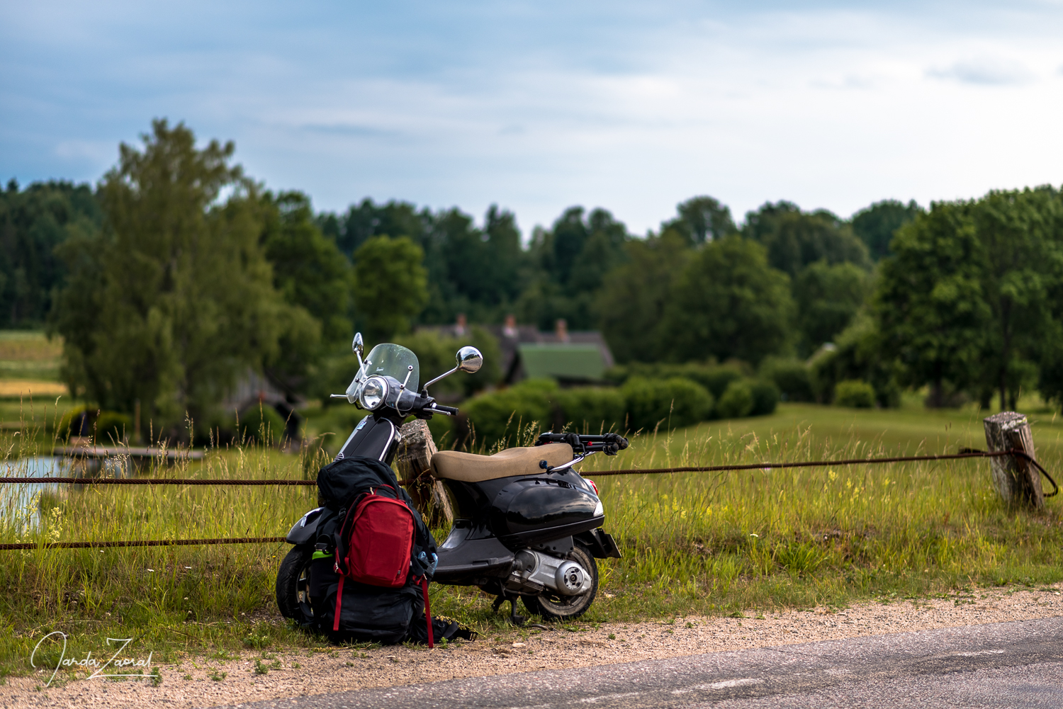 Scooter parked in the countryside of Latvia