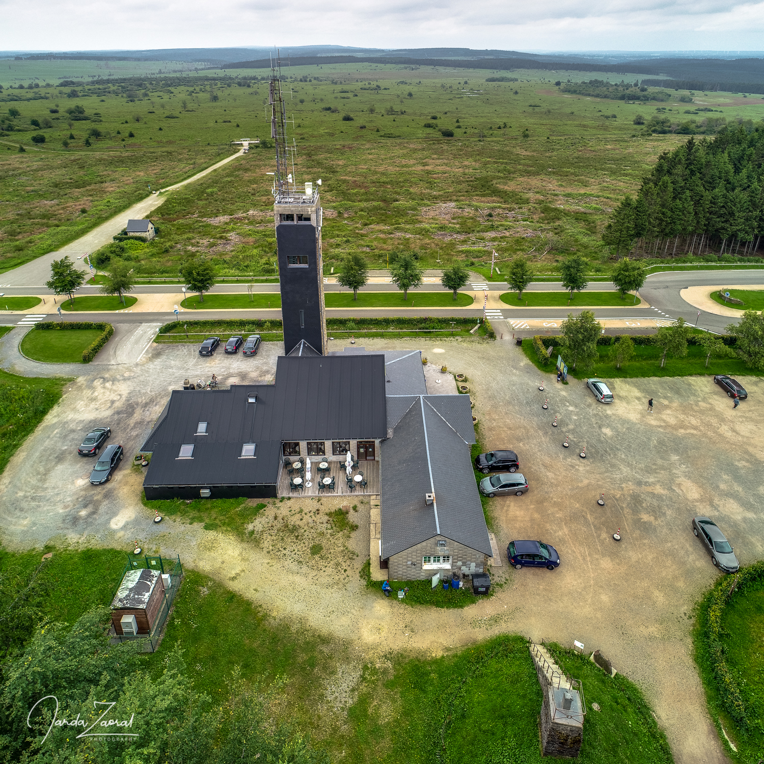 Aerial view of Belgian highest mountain Signal de Botrange