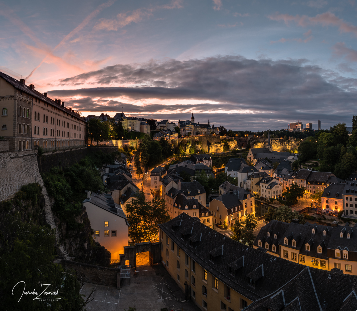 Luxembourg city after sunset