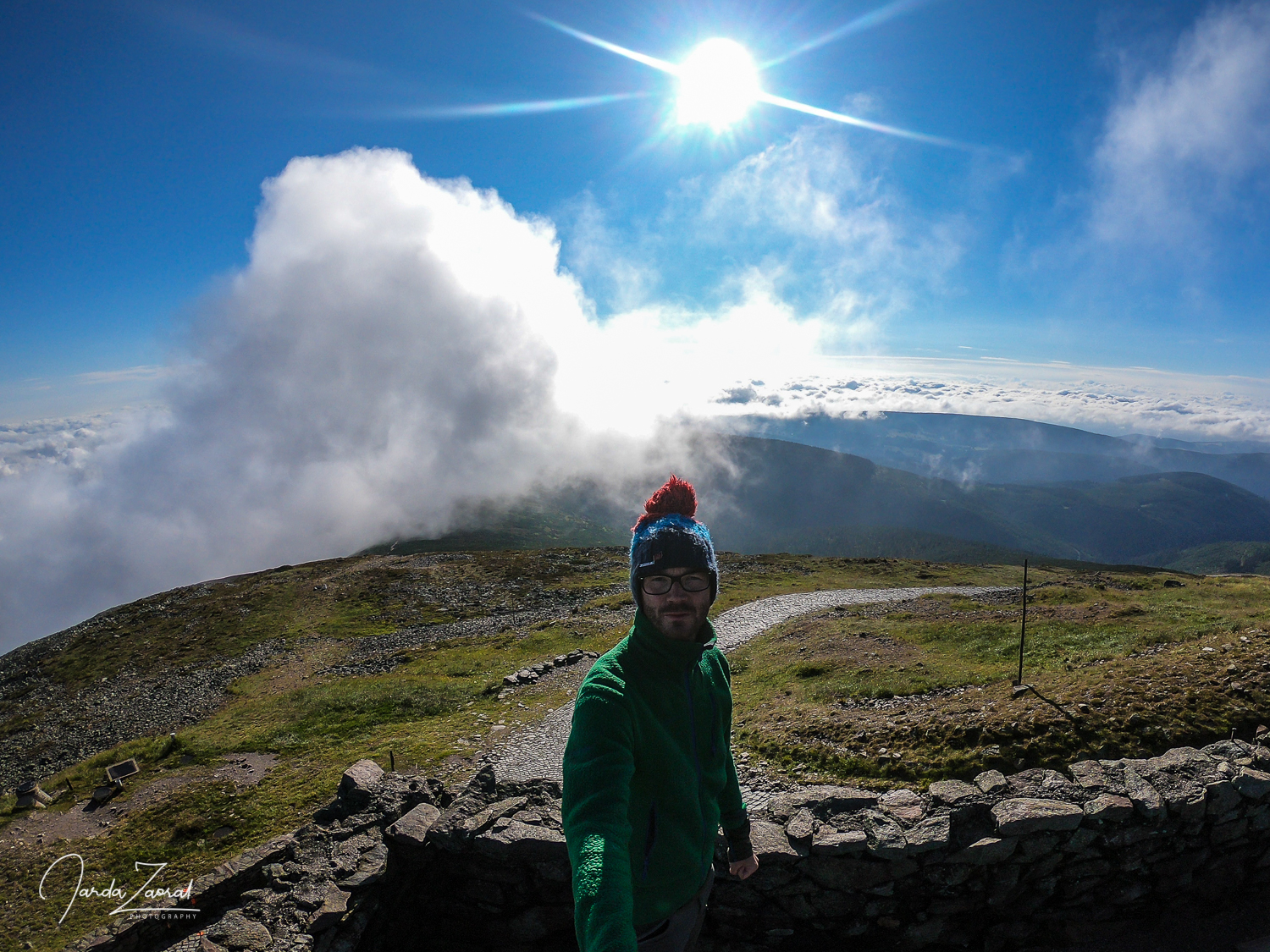 Selife from the top of Snezka in sunny weather