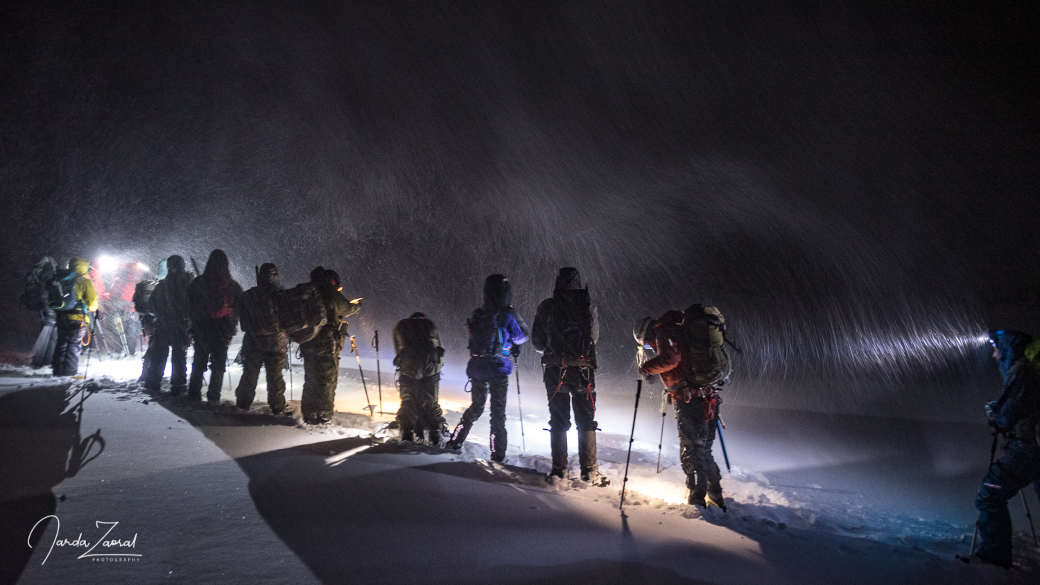 Snow storm in Russian mountains nearby Elbrus