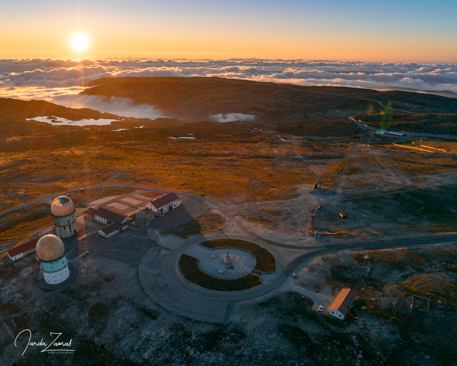 Aerial view of the highest point of Portugal - Torre