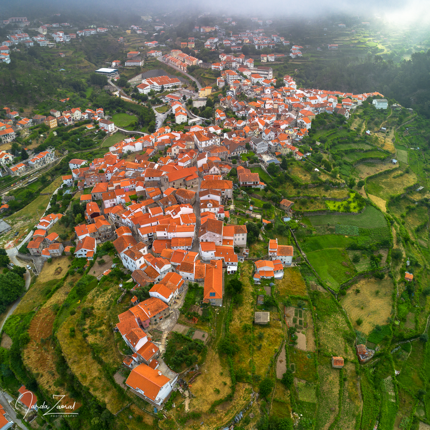 Aerial view of cute village Loriga in Portugal