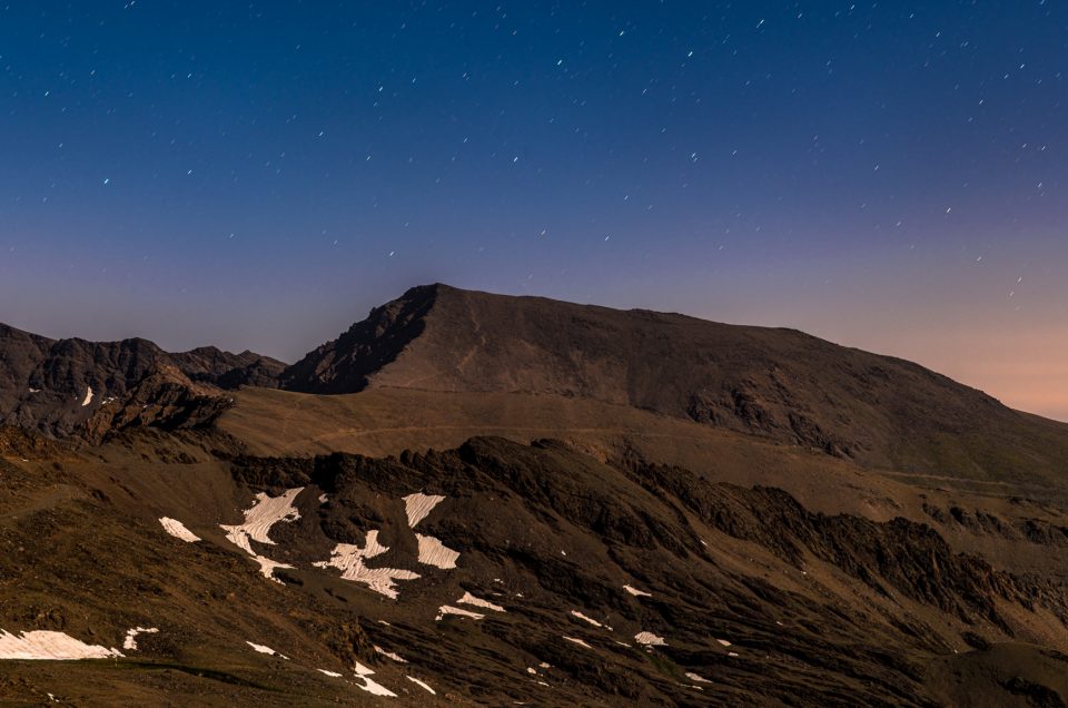 View at Mulhacen mountain at night