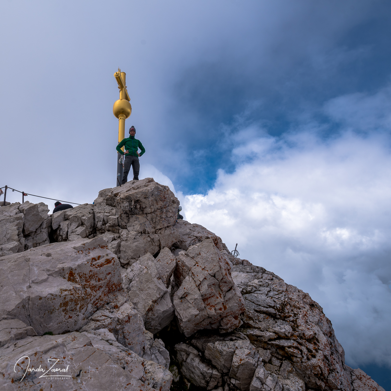 Cross on the top of mountain Zugspitze