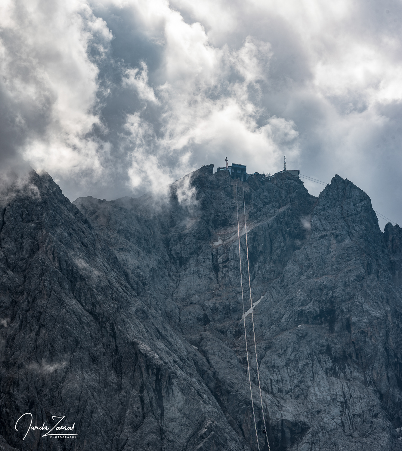 View over Zugspitze from the start of the cable car