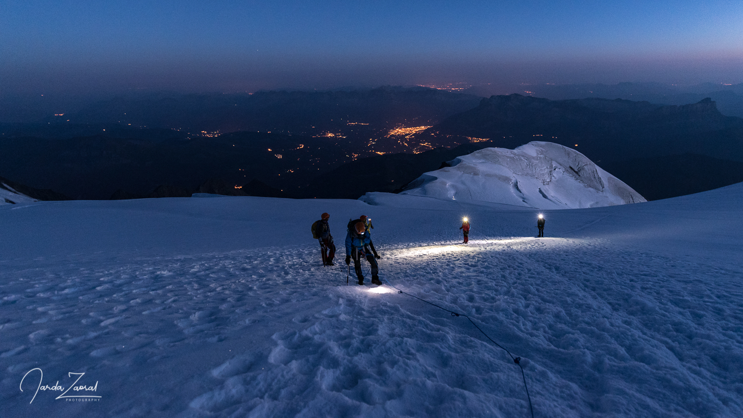 On the way to Dome du Gouter  during dawn