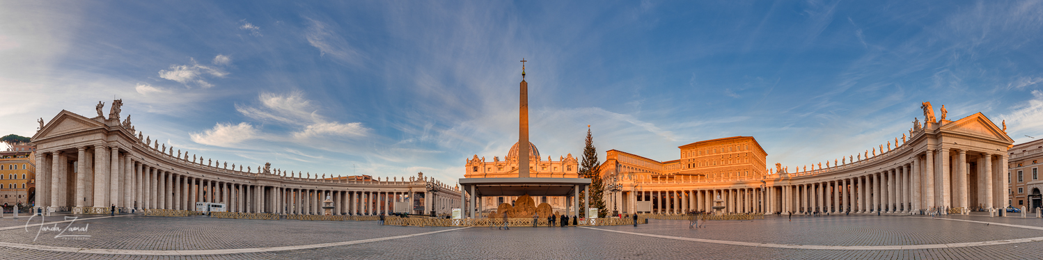 St. Peter's Square in Vatican without tourists during sunrise