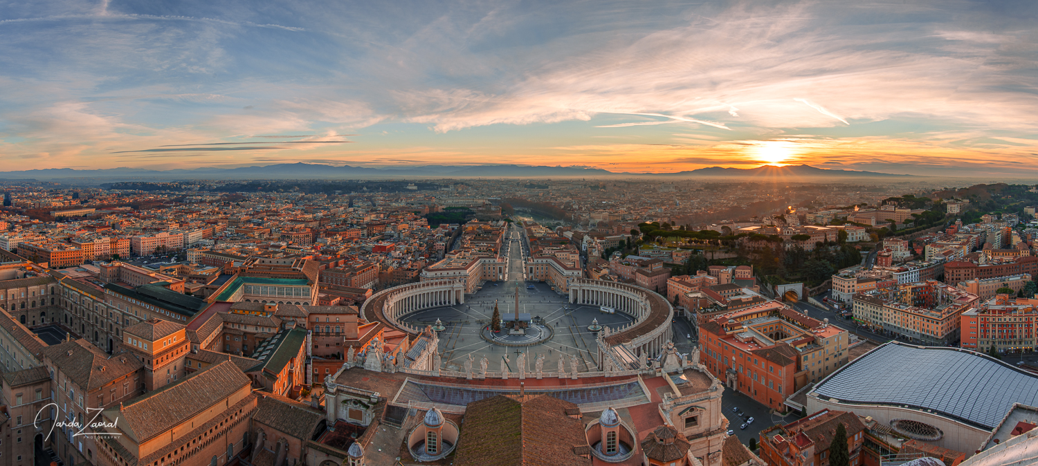 View from the Dome of st. Peter's Basilica in Vatican over Rome