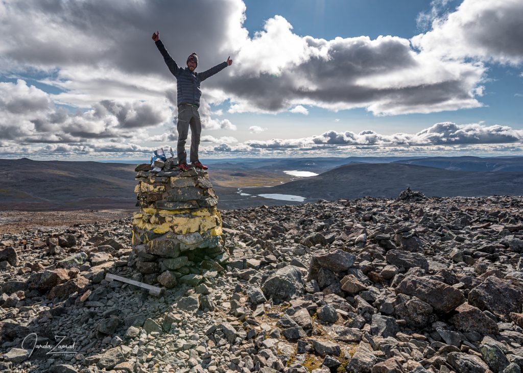 Hiker on top of Halti