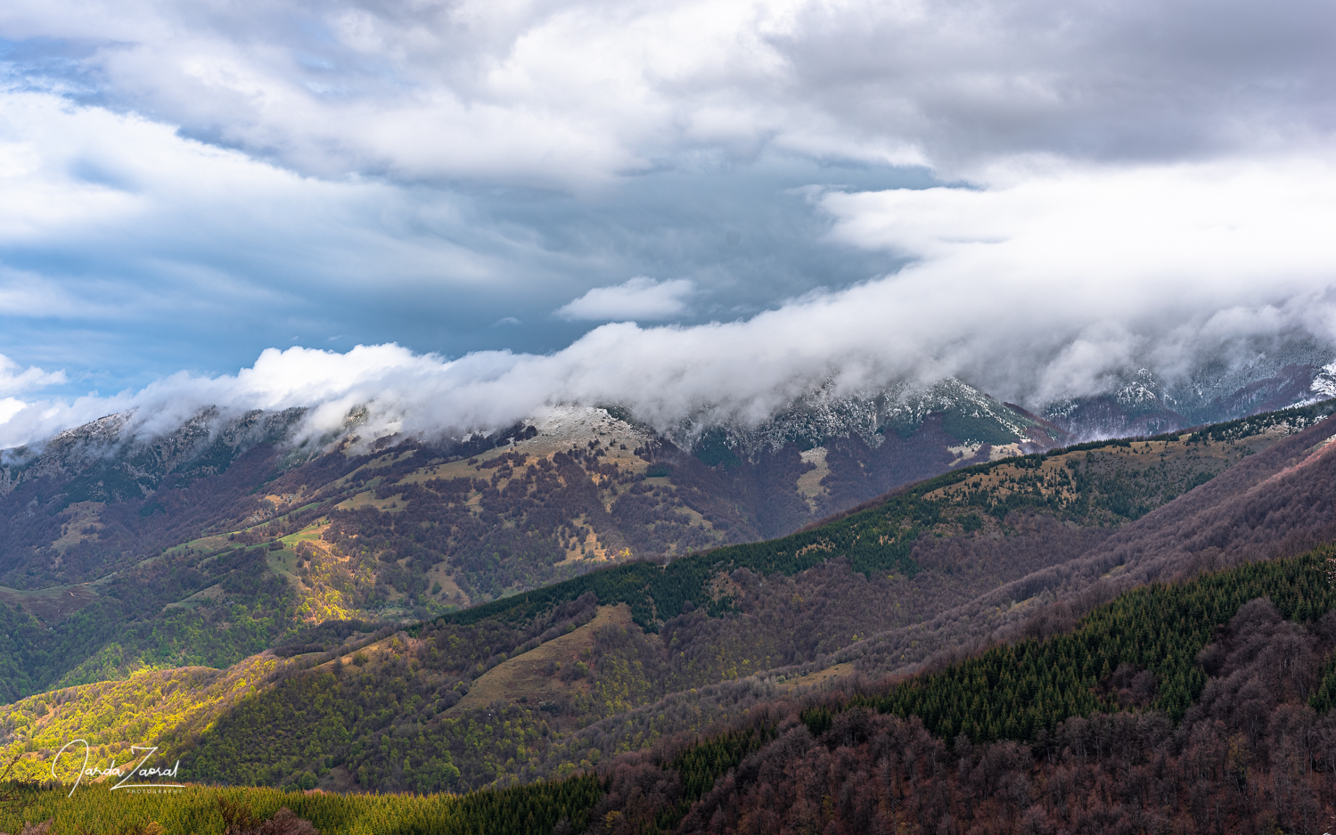 Serbian mountainsin spring after a snow shower