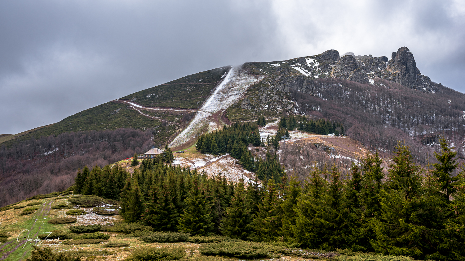 Ski resort Babin zub and its majestic rock above