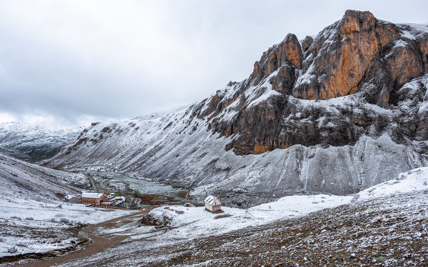 Snowy landscape of sharp mountains in Kosovo