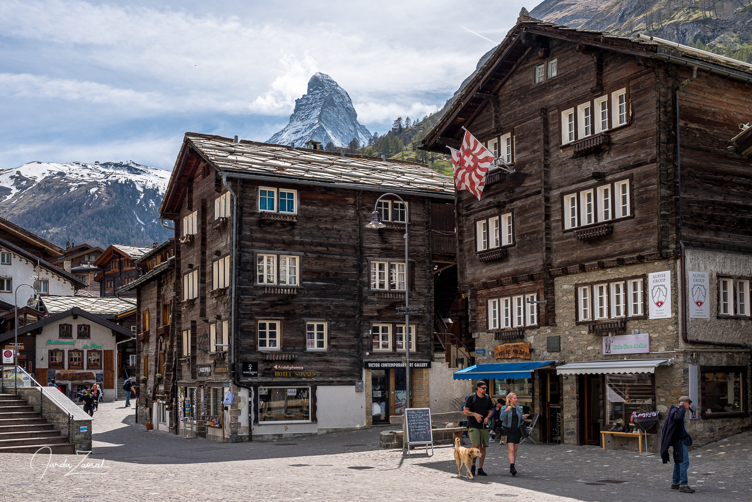 View at Zermatt village and mountain Matterhorn