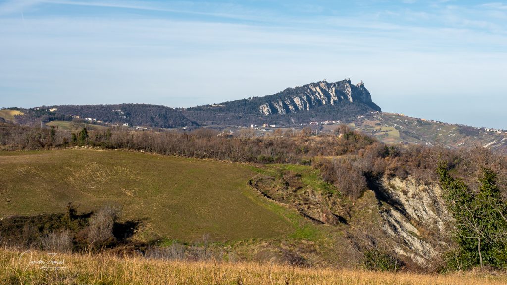 San Marino and its three towers are well visible even from far distance