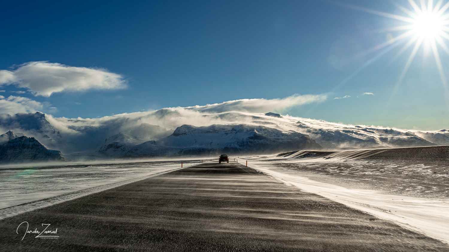 Hvannadalshnúkur seen from the road during crazy wind conditions