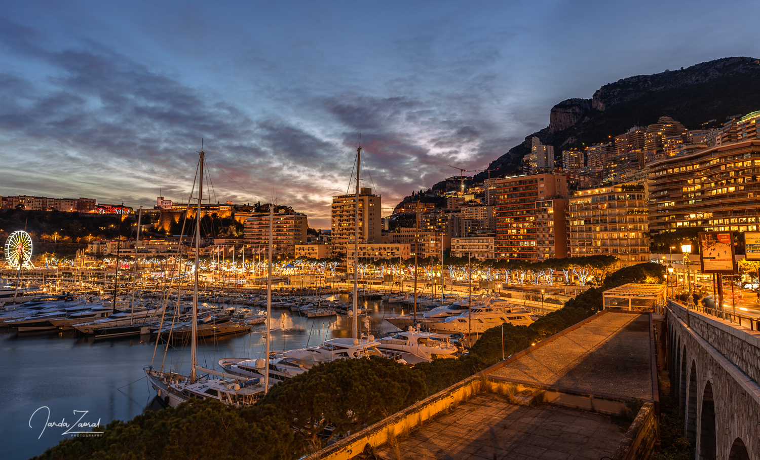 Monaco harbour at night