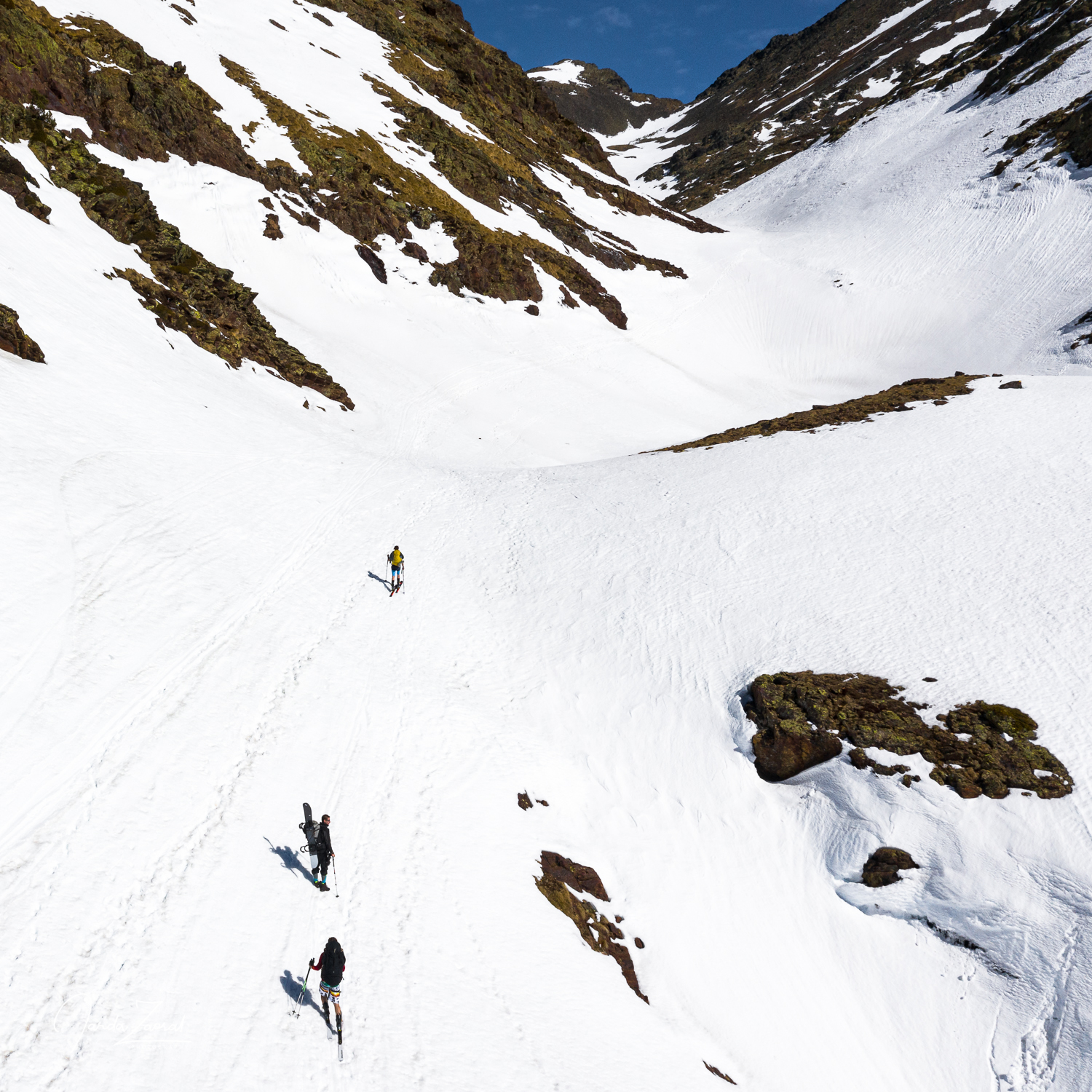 Two skiers climbing Coma Pedrosa