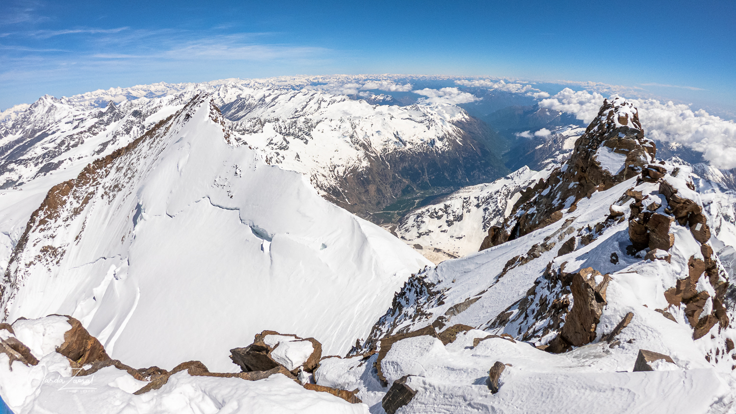 Panorama view from mountain Dufourspitze 2