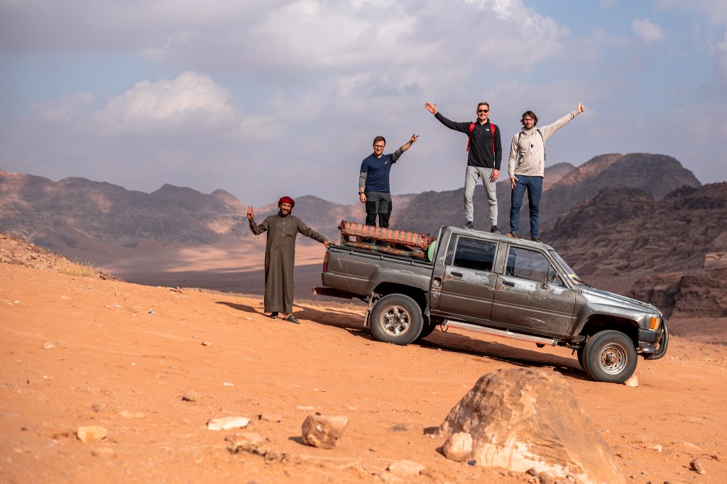 The crew to climb Jabal Umm ad Dami