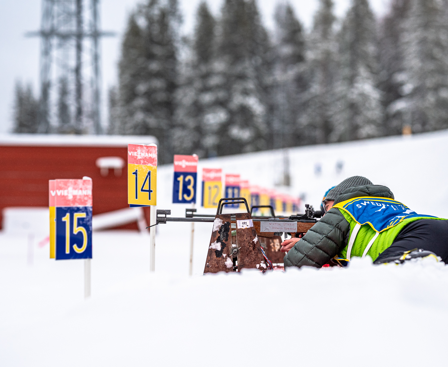 Shooting at biathlon range