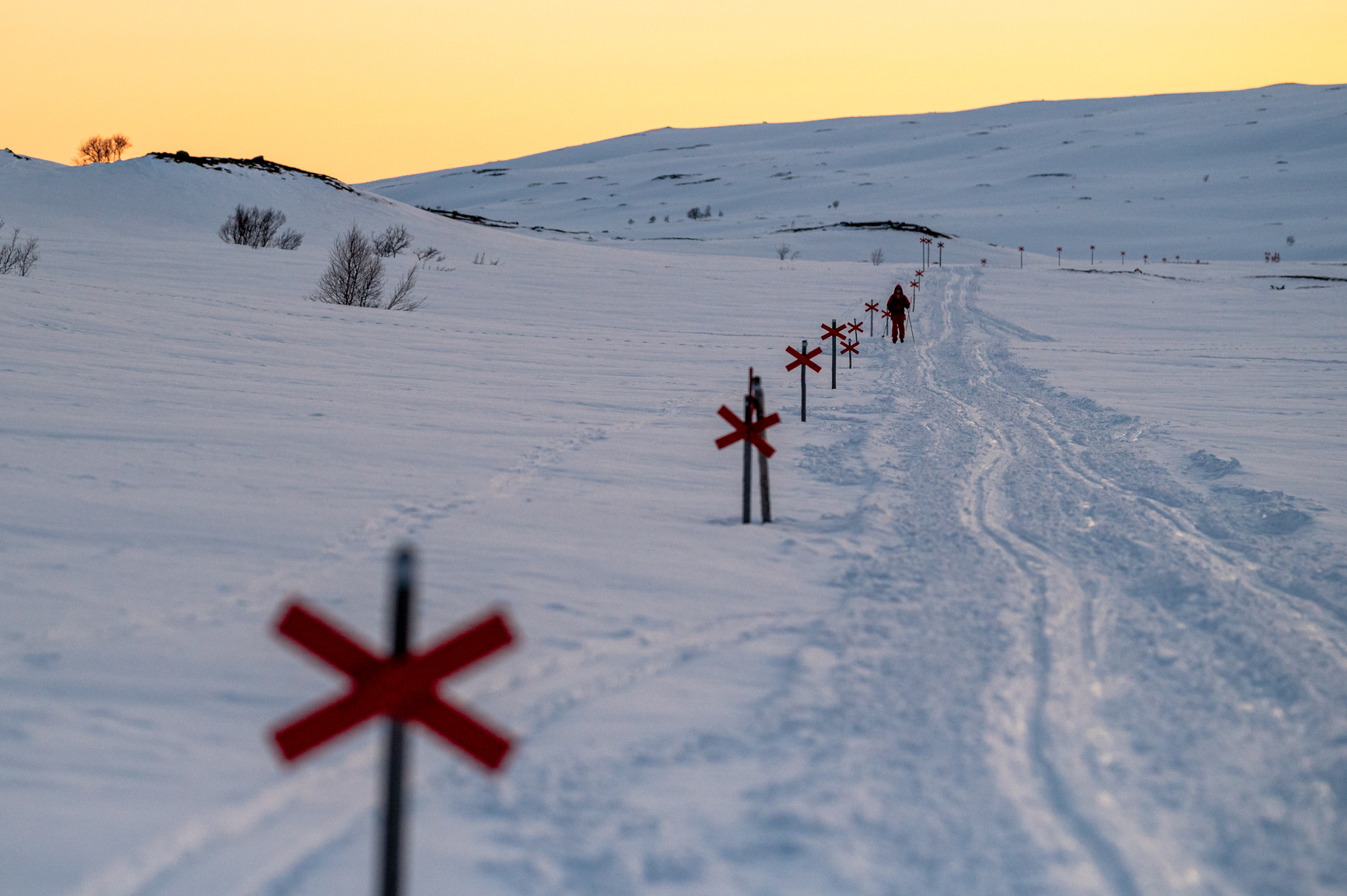 A backcountry skier at Swedish mountains