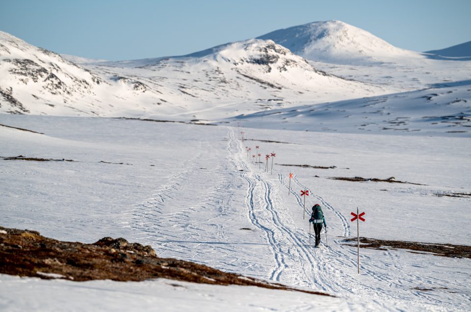 Snowshoe hiking in Jämtland mountains