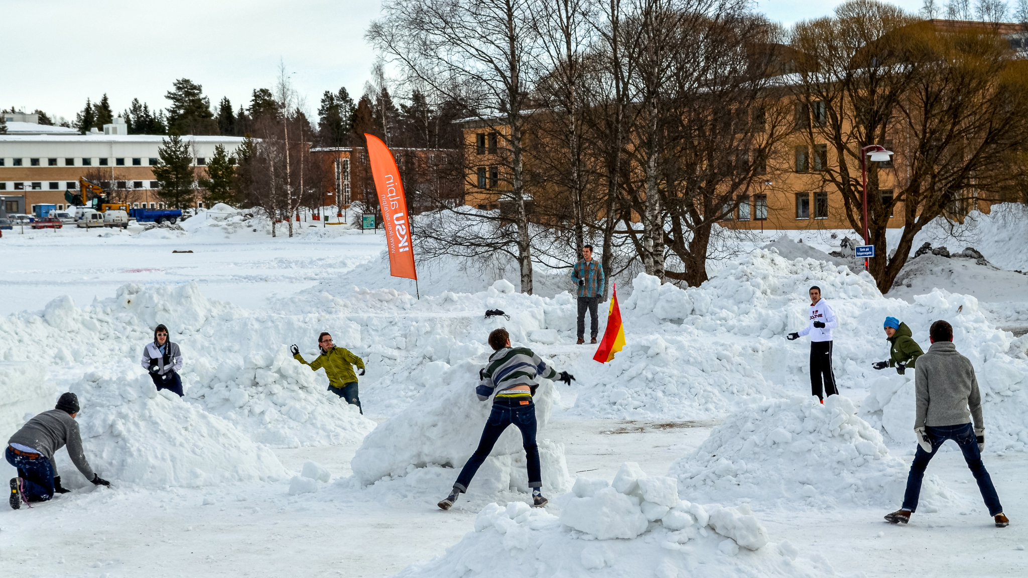 Yukigassen snow ball fight in Umeå, Sweden