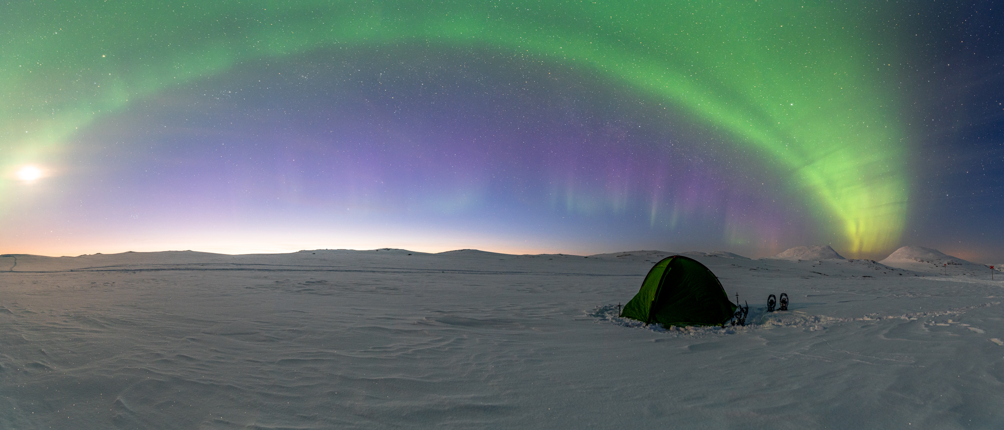 Northern lights above our tent at Jämtland Triangel