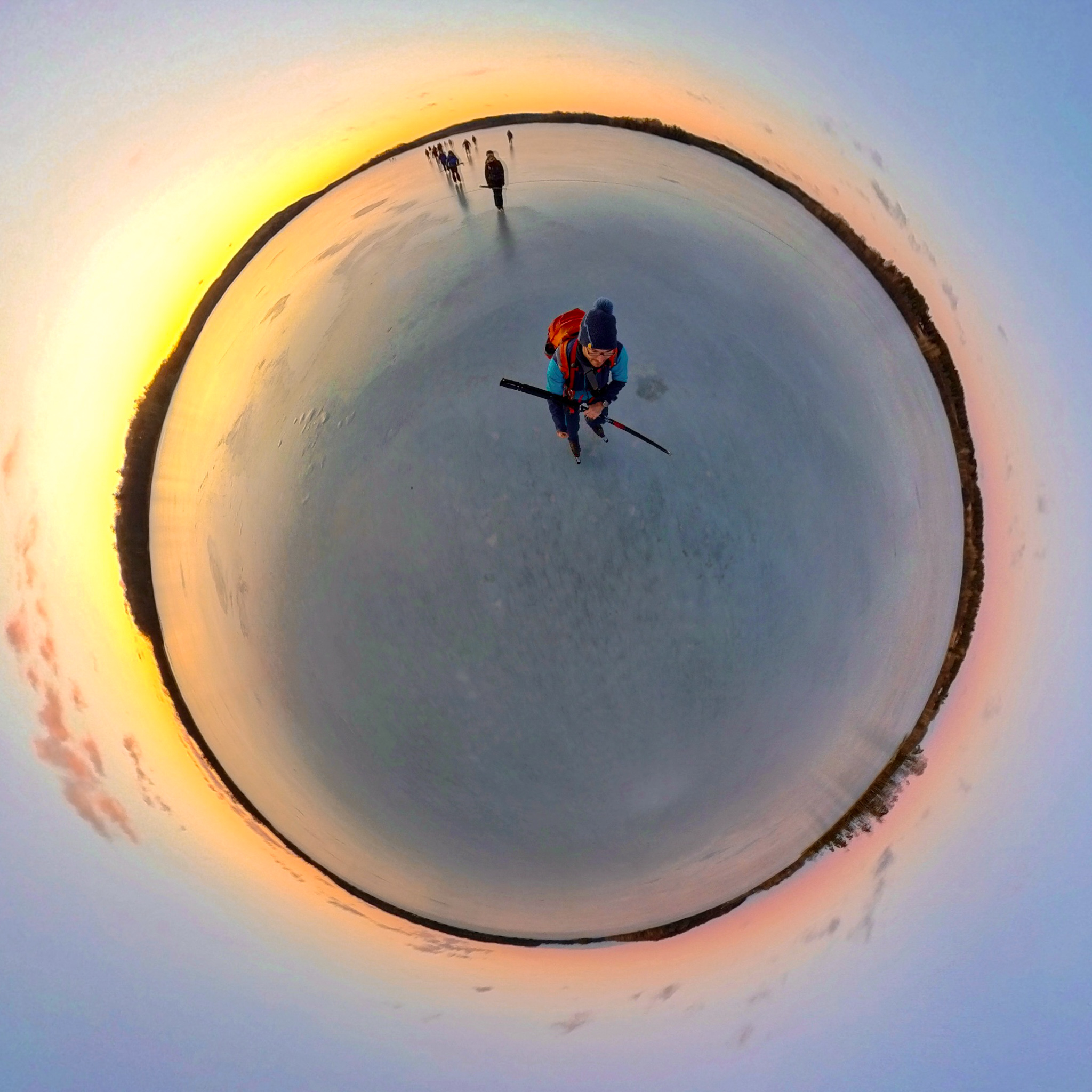 Sunset skating on very nice snow ice