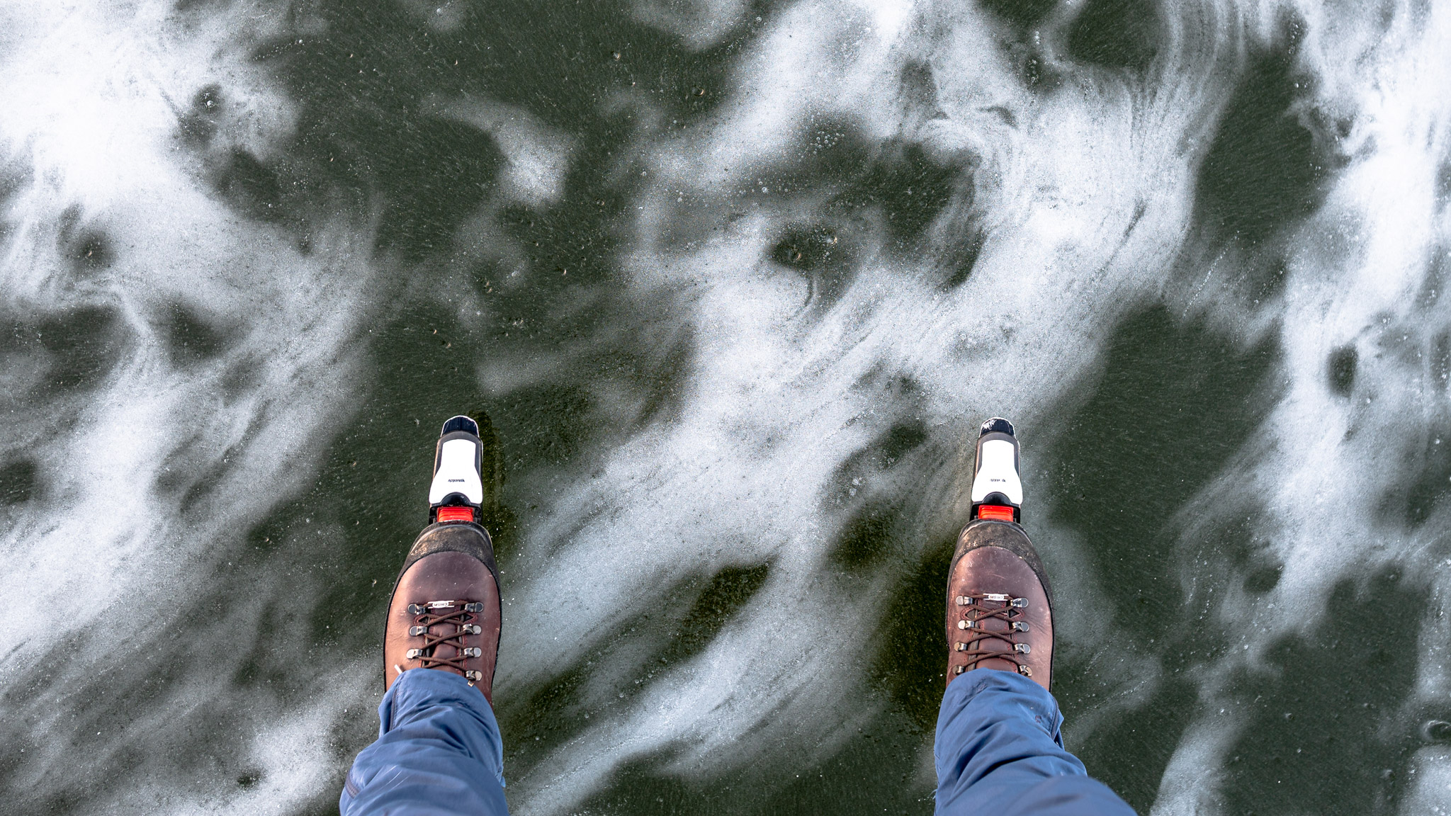 Combination of black ice and snow ice