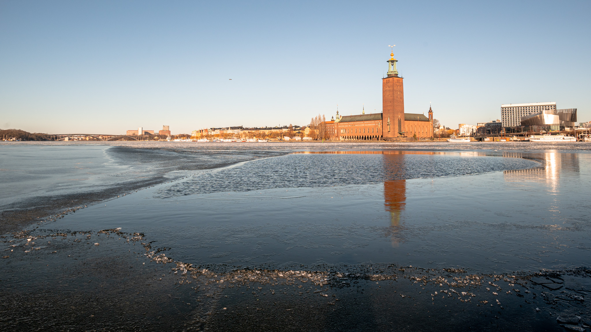 Wind hole which was created by wind during the creation of new ice