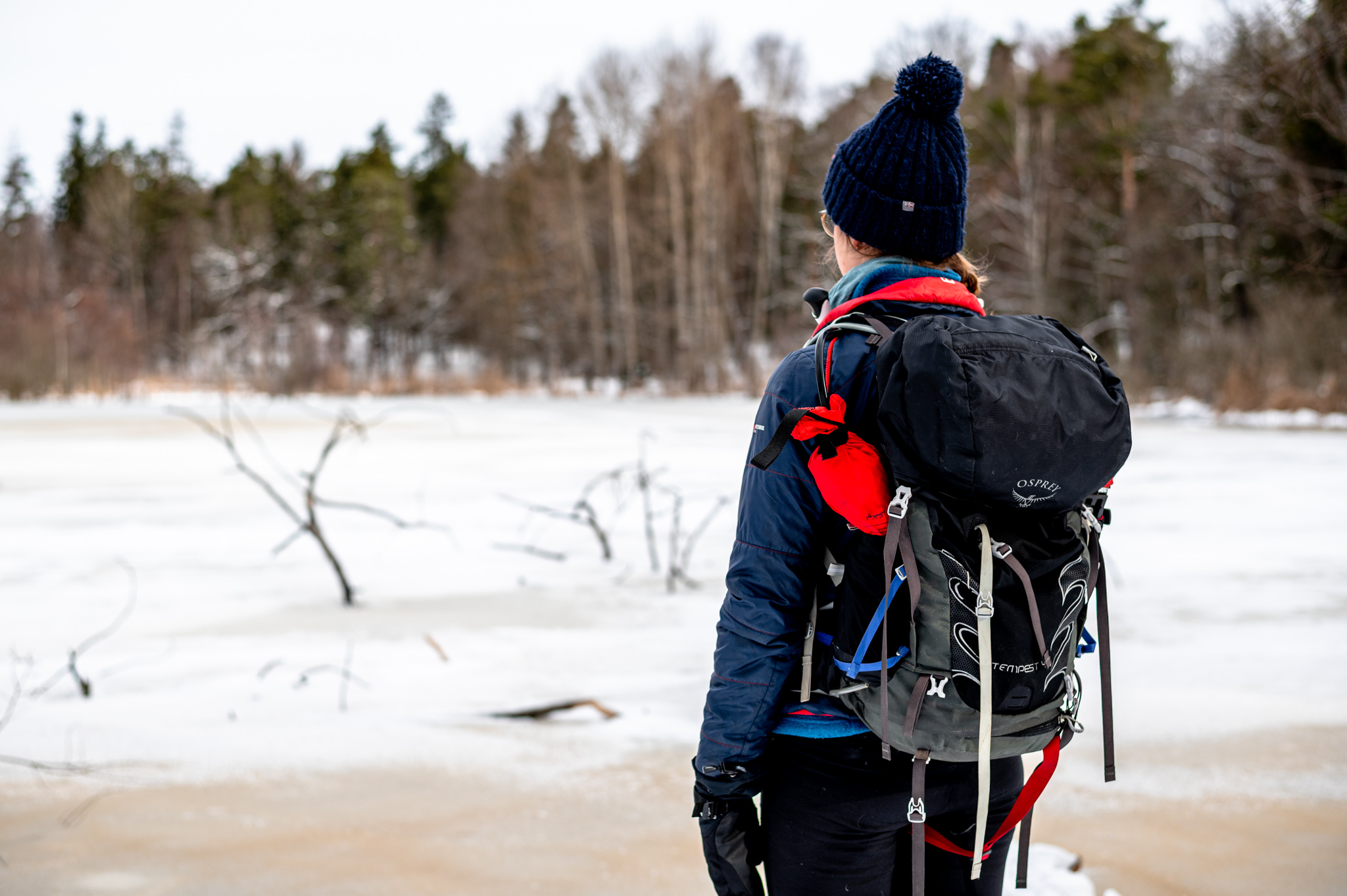 Ice skating safety backpack with safety line attached