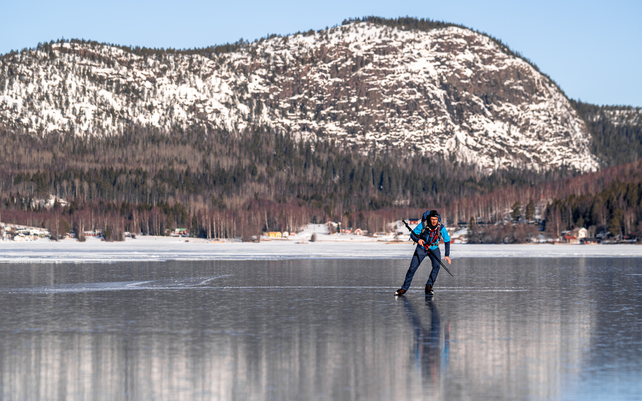 Skating in front of Skuleberget, north of Sweden